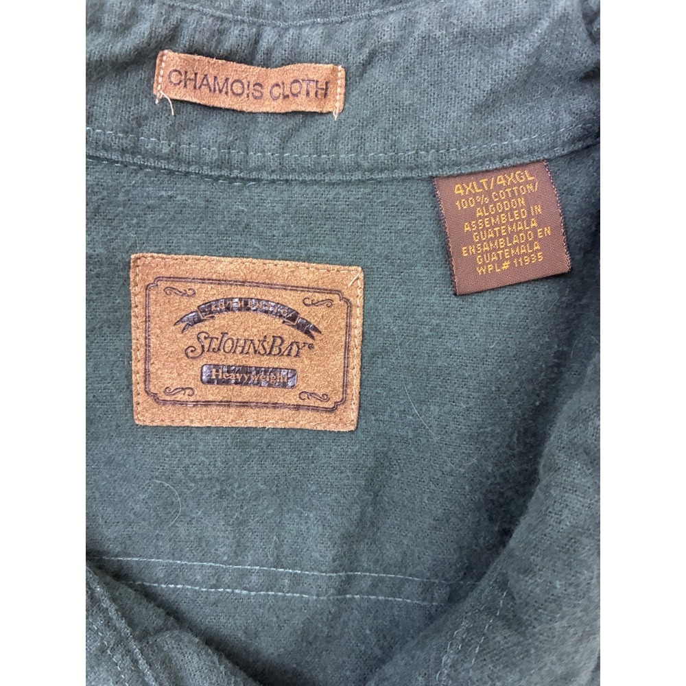 VTG St Johns Bay Heavyweight Men's Chamois Shirt 4XLT Green Flannel Gorpcore - Picture 2 of 7